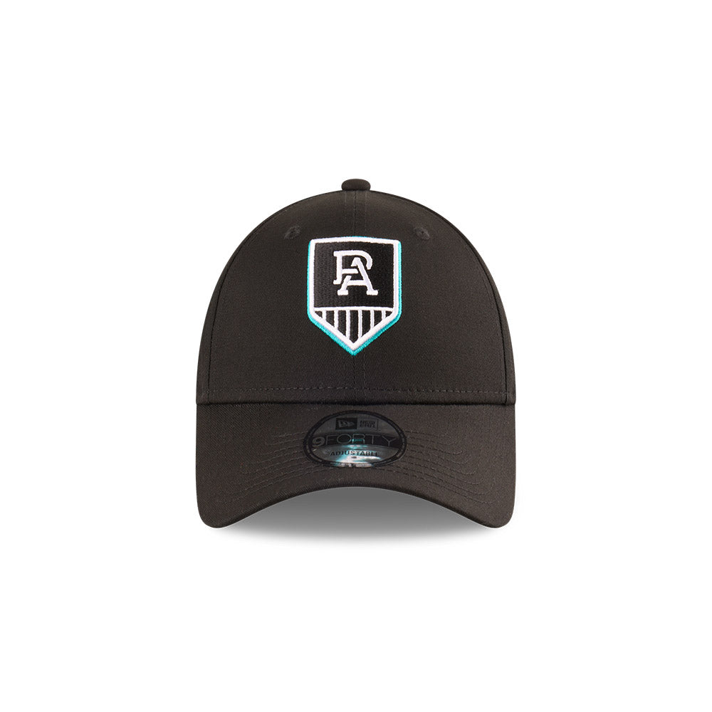 Port Adelaide Power Hat - 2025 AFL Badged Black OTC 9Forty Strapback Cap - New Era